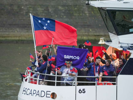 Delegação samoana na cerimônia de abertura em Paris (Reprodução)