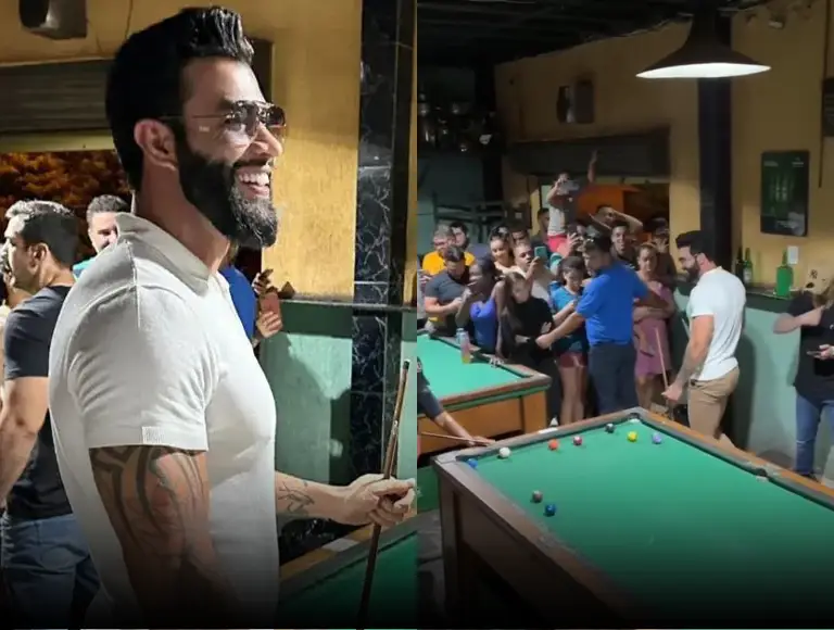 Foi pegadinha? Após foto de bigode, Gusttavo Lima aparece de barba em bar e paga cerveja para fãs