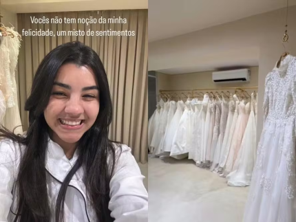 Ary Mirelle prova vestidos de noiva para casamento com João Gomes