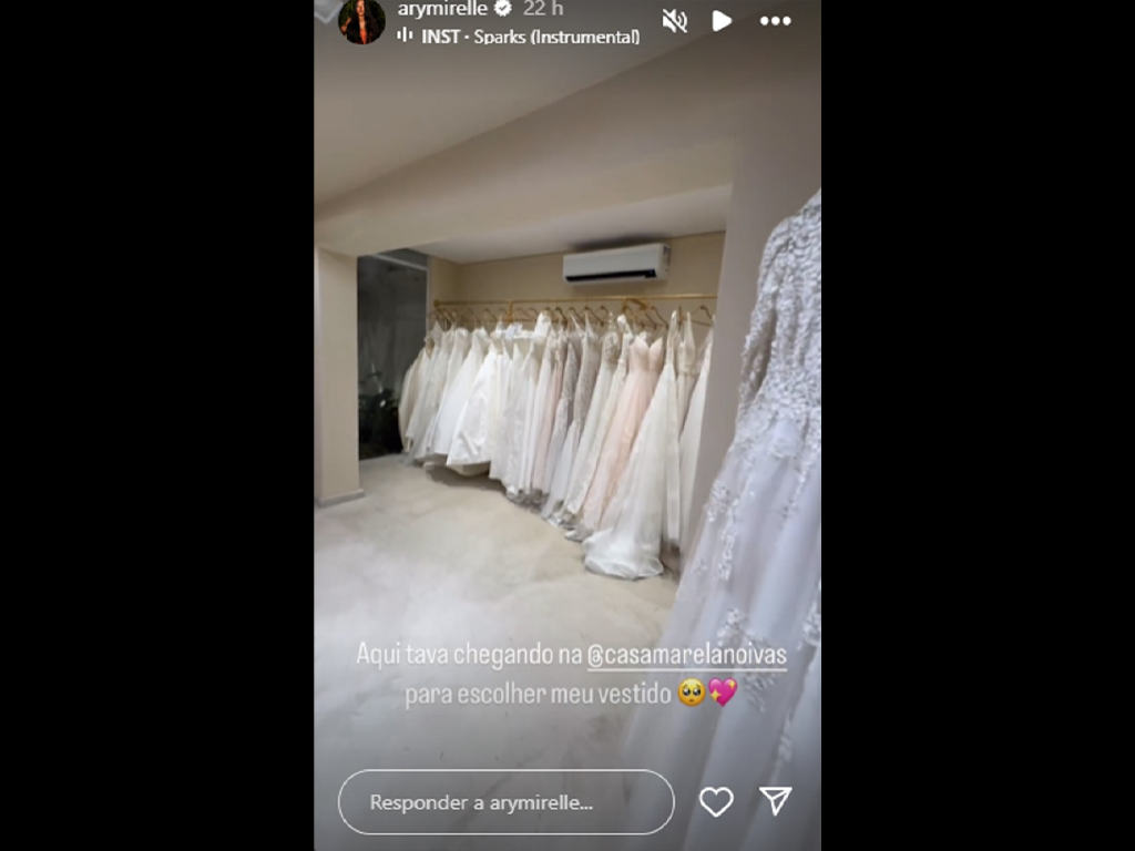 Ary Mirelle provou vestidos de noiva para o casamento com João Gomes (Reprodução)