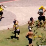 Torcedores do Peñarol entram em confronto com a polícia em praia no Rio