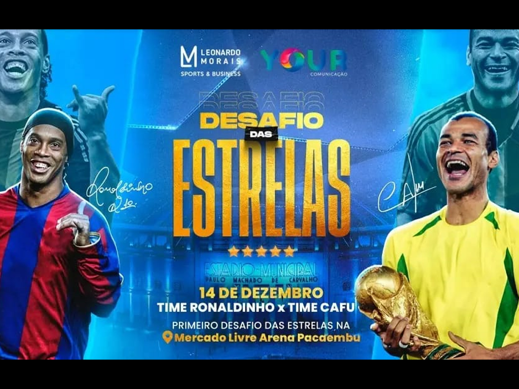 Desafio das Estrelas terá times com Ronaldinho Gaúcho e Cafu (Reprodução)