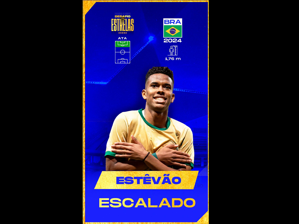 Estevão, jogador do Palmeiras, é um dos convidados para o Desafio das Estrelas (Reprodução)