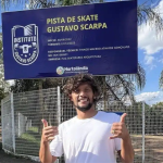 Gustavo Scarpa inaugura pista de skate no interior de São Paulo