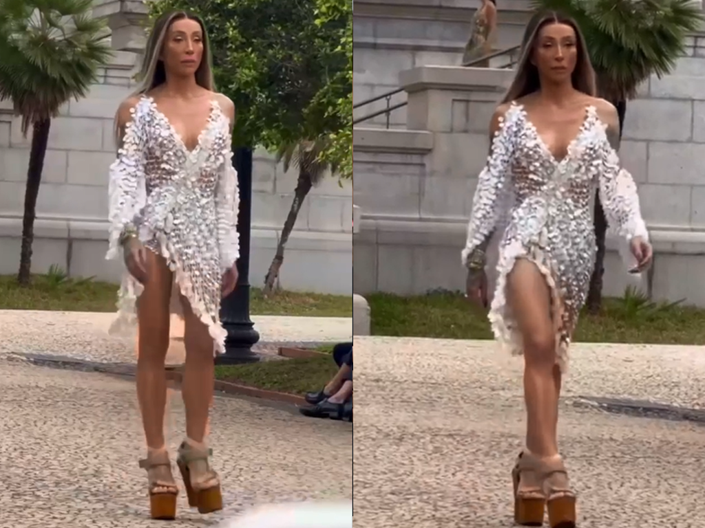 Maya Massafera em ensaio de desfile para o SPFW (Reprodução)