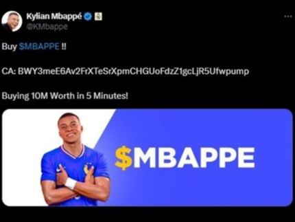 Post feito por hacker em rede social de Mbappé (Reprodução)