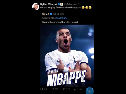 Post feito por hacker em rede social de Mbappé (Reprodução)