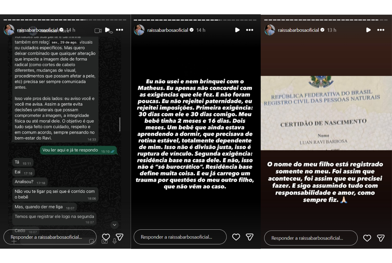 Reprodução Instagram Raissa Barbosa/ montagem Reprodução Instagram Raissa Barbosa/ montagem