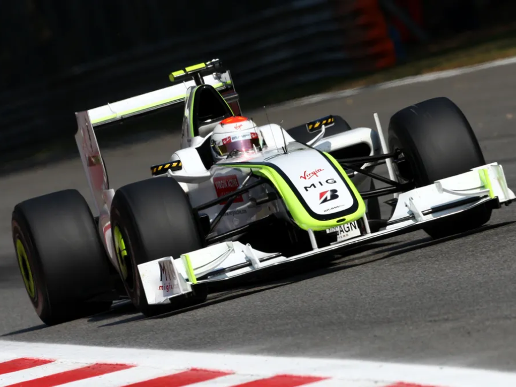 Rubinho guiando a Braawn GP na última vitória do Brasil na F1, no GP da Itália de 2009 ( Getty Images)