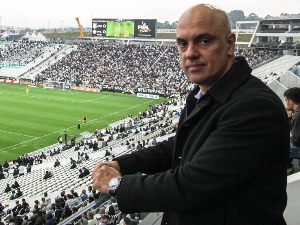 Alexandre de Moraes em partida do Corinthians, na Neo Química Arena (Reprodução)