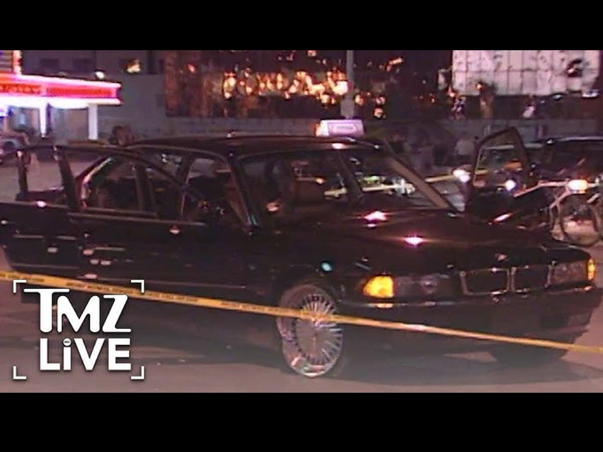 Carro de Tupac, após ser alvejado por tiros em Las Vegas (Reprodução)