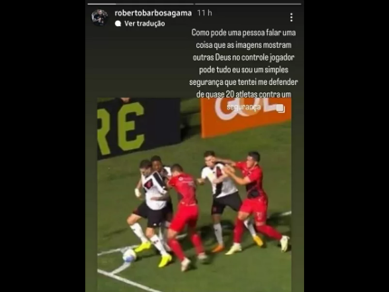 Segurança do Vasco se pronunciou sobre briga com jogadores do Athletico-PR (Reprodução)