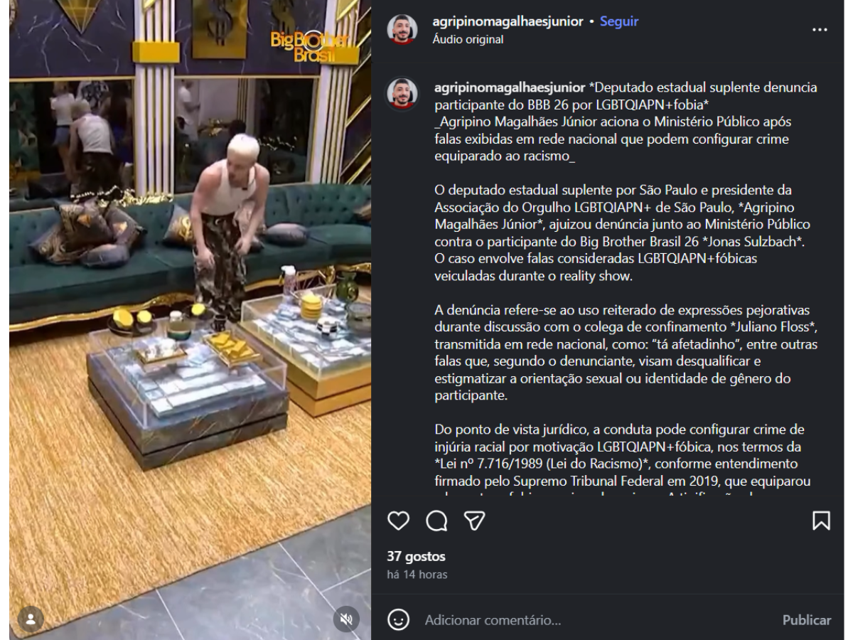Reprodução Instagram Agripino Magalhães Júnior Reprodução Instagram Agripino Magalhães Júnior