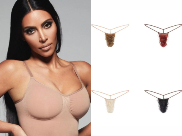 E se essa moda pega? Kim Kardashian lança calcinha com pelos pubianos falsos