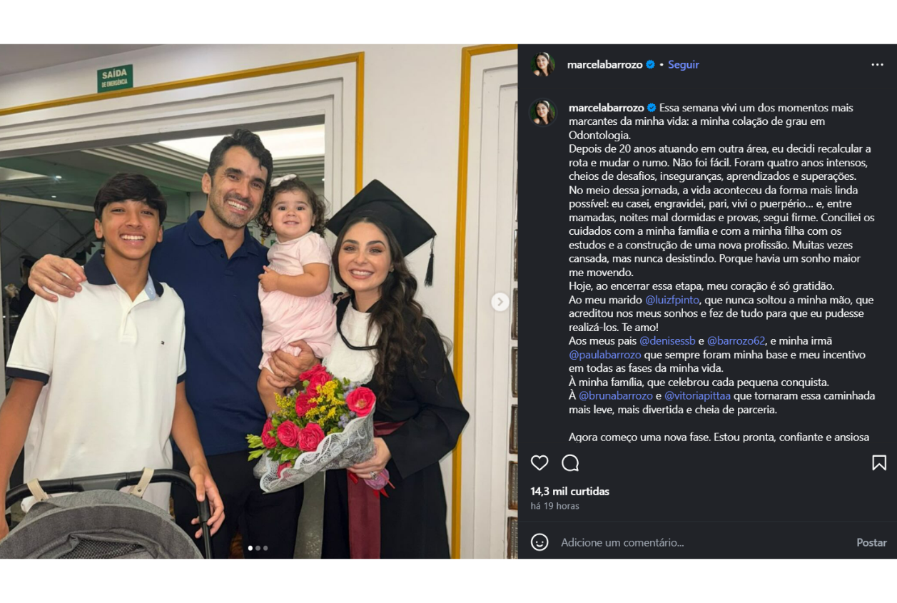 Reprodução Instagram Marcela Barrozo 
