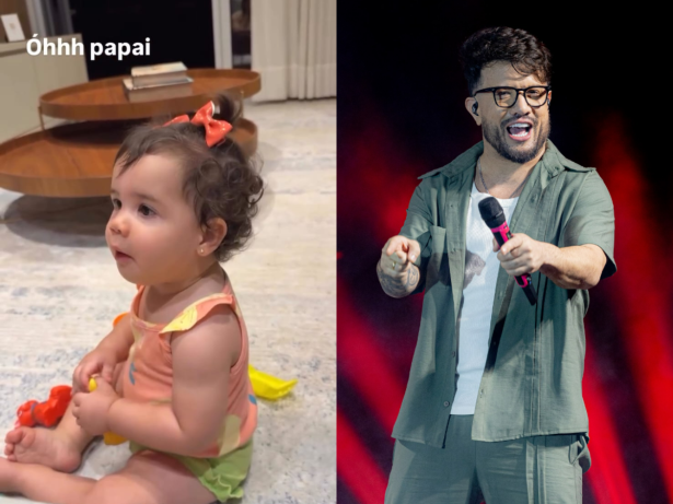Filha de Victor Hugo, dupla de Diego, reconhece voz do pai em “Tubarões” e reage com sorriso