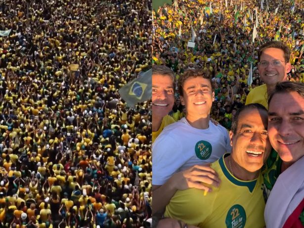 Flávio Bolsonaro reúne multidão em Salvador na véspera do segundo turno