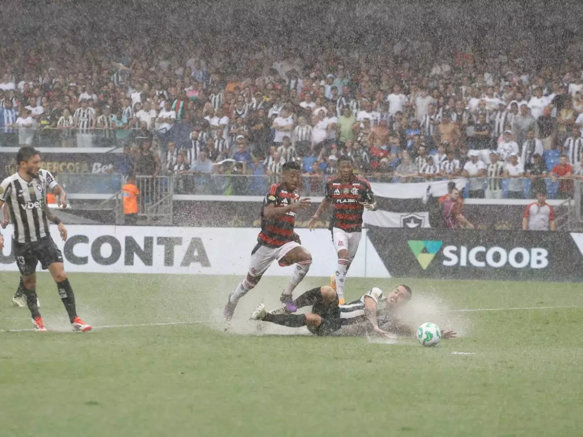 Partida entre Botafogo e Flamengo foi interrompida / Reprodução