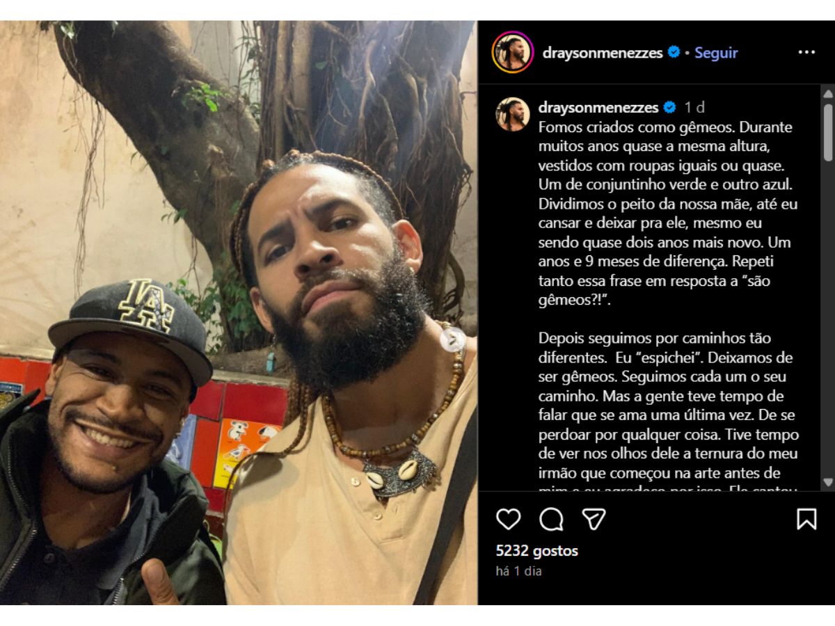 foto irmao de sheron menezzes lamenta morte na familia vai ficar faltando uma peca 1
