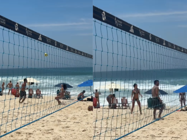 Jade Picon e André Lamoglia jogam futvôlei juntos em sábado de sol escaldante no RJ