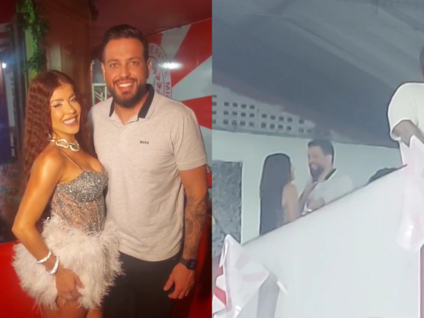 Jaquelline Grohalski surge em clima de romance com empresário em evento de escola de samba