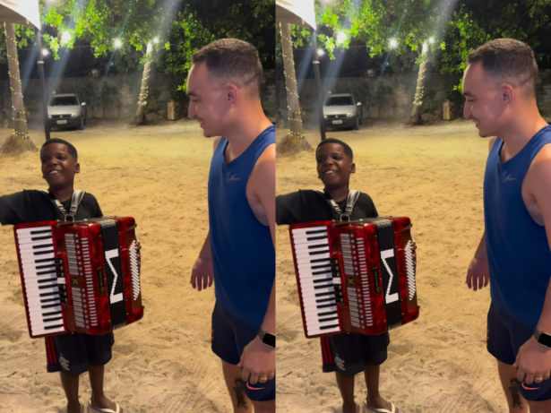 João Gomes presenteia cantor mirim com sanfona e promete segundo presente