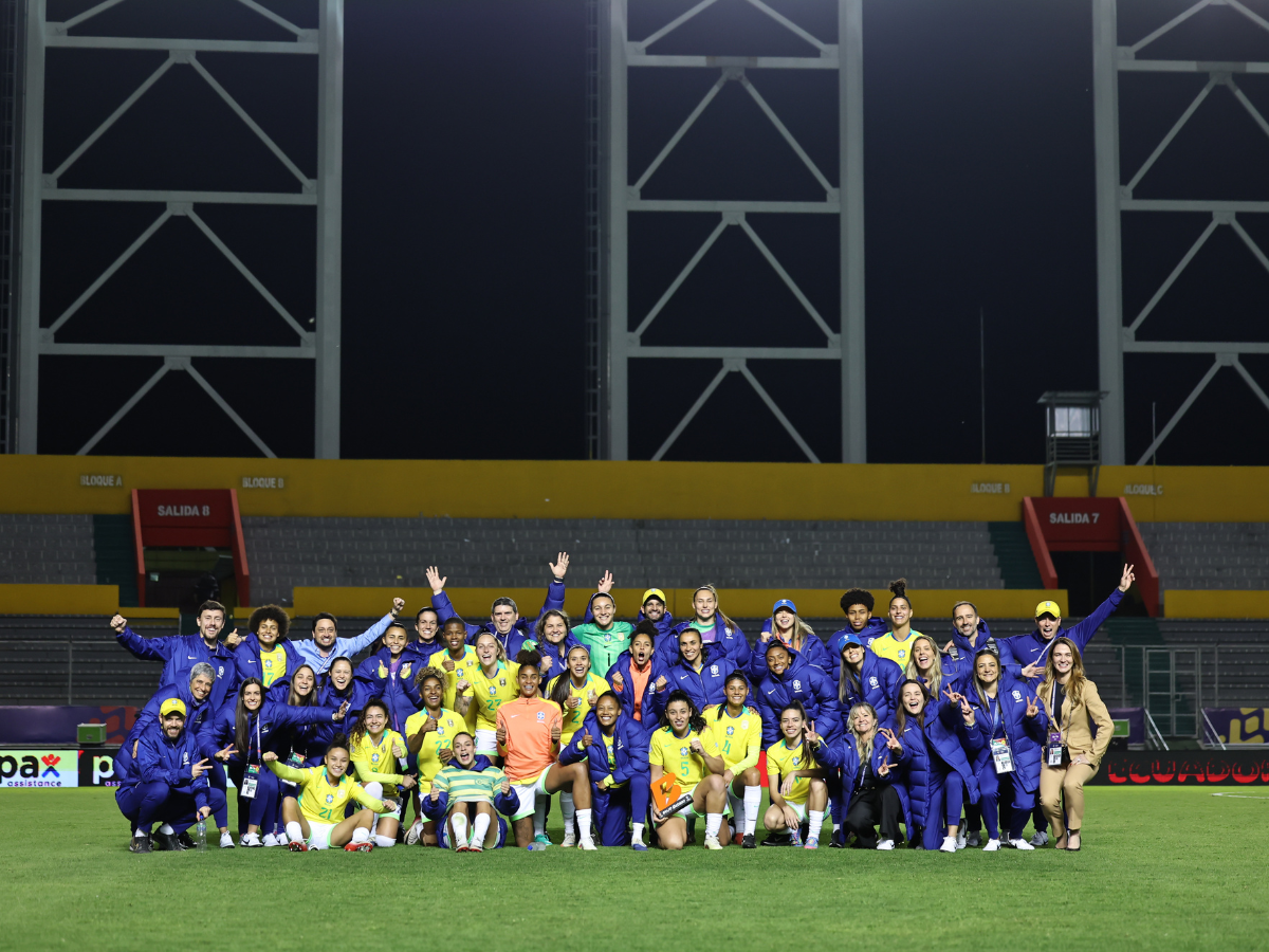 Delegação brasileira celebra classificação antecipada na Copa América Feminina. Lívia Villas Boas/CBF