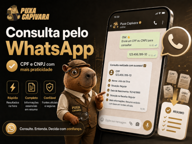 Puxa Capivara agora permite consultar CPF e CNPJ diretamente pelo WhatsApp; saiba como
