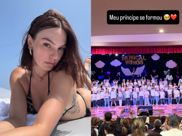 Formatura à distância: Isis Valverde prestigia o filho durante lua de mel