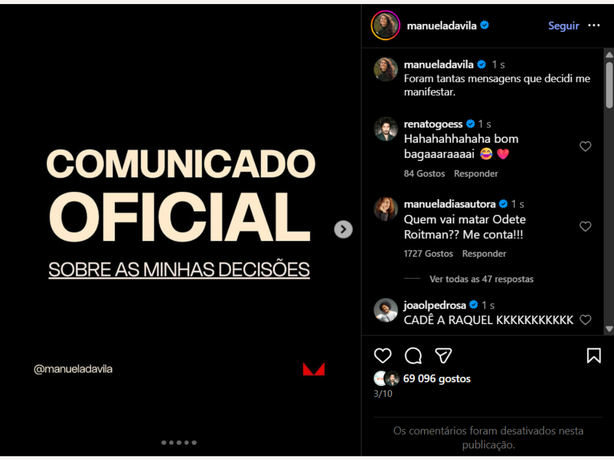 Reprodução Instagram Manuela d'Ávila 