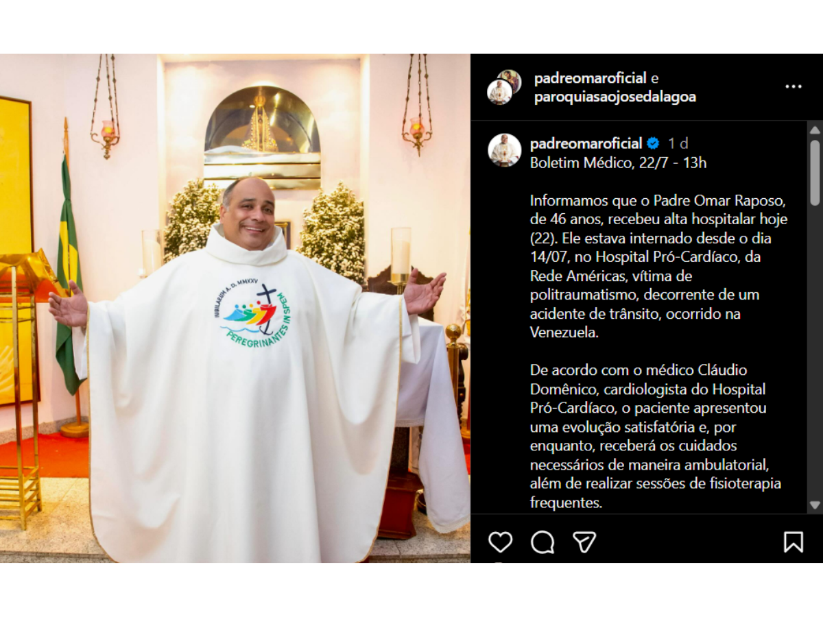 Reprodução Instagram @padreomaroficial