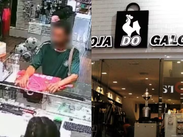 Homem com camisa do Palmeiras rouba loja do Atlético-MG em Belo Horizonte