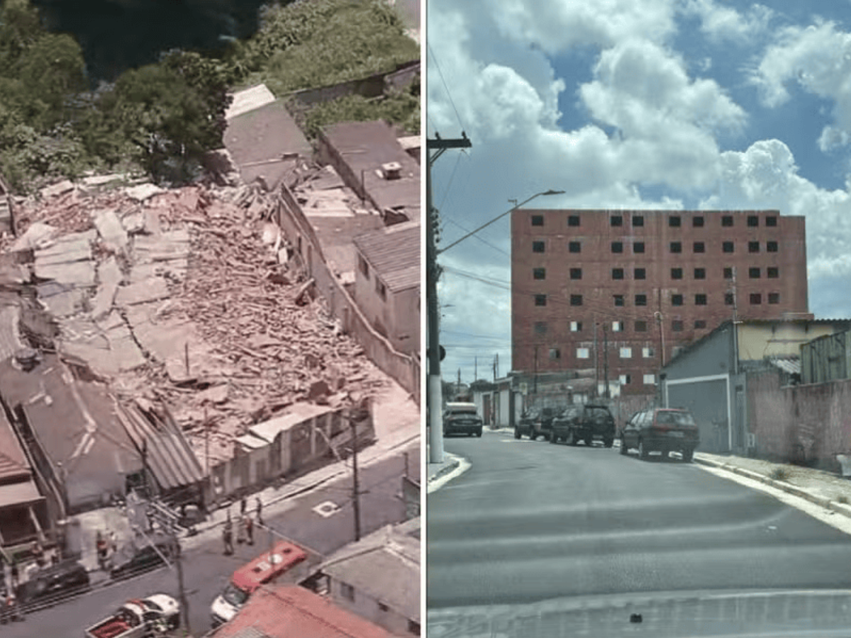 Prédio em Vila Nova Cachoeirinha, Zona Norte de São Paulo, desabou / Reprodução TV Globo/G1