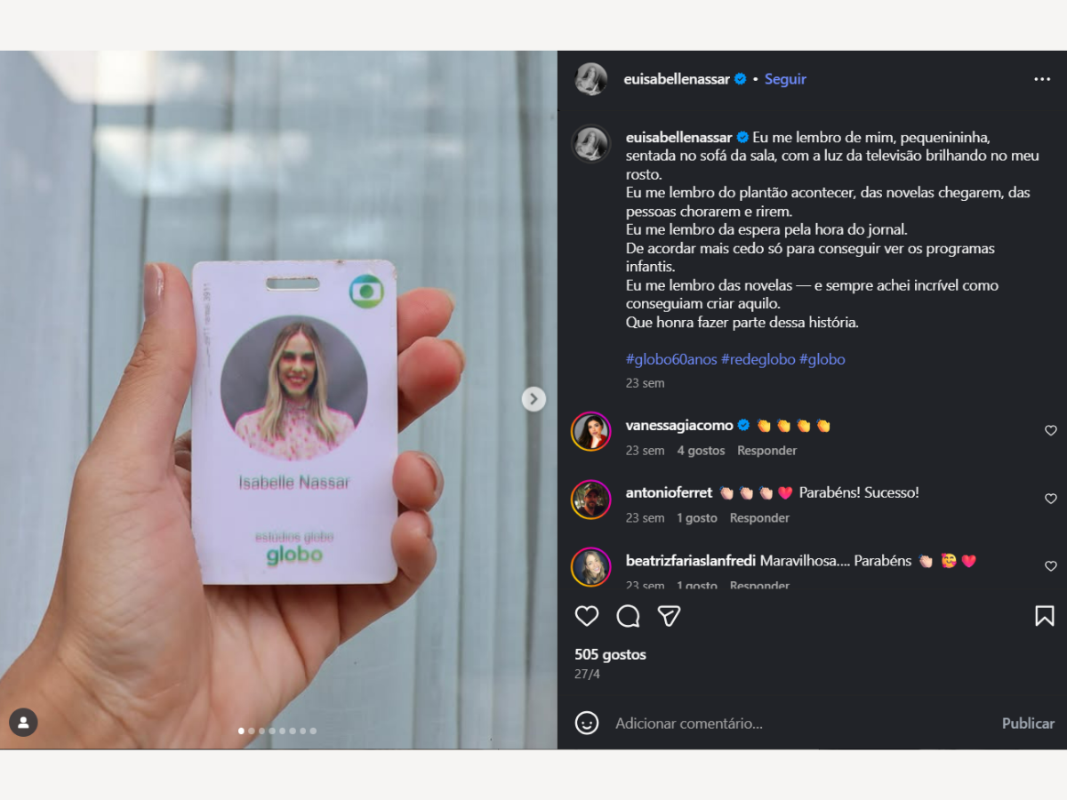 Reprodução Instagram Isabelle Nassar 