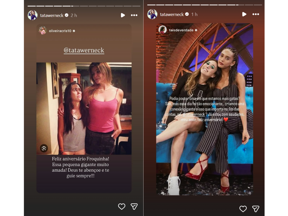 Reprodução Instagram @tatawerneck/ montagem 