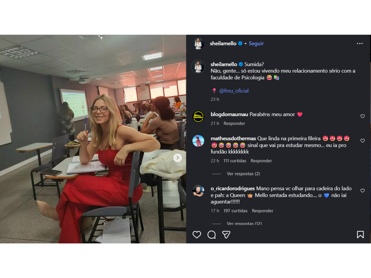 Reprodução Instagram @sheilamello