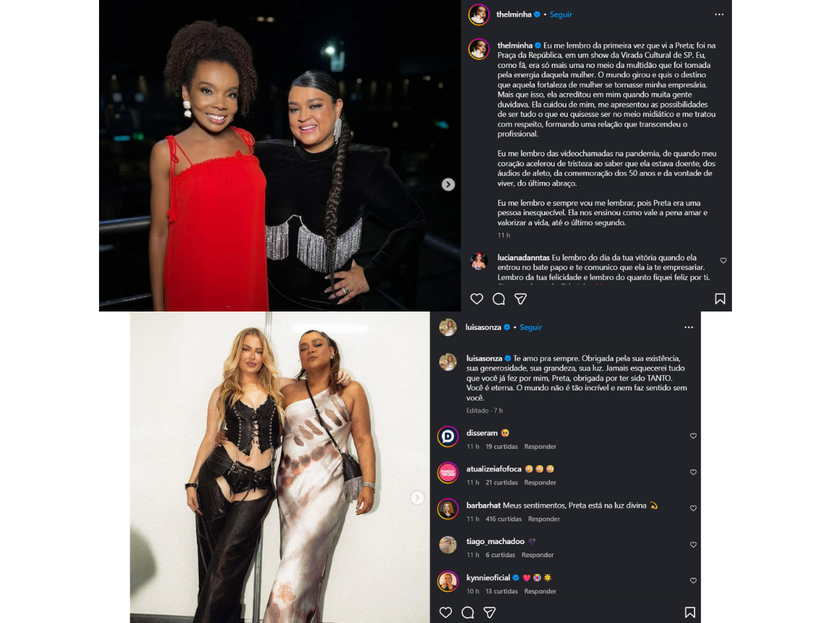 Reprodução Instagram @thelminha e @luisasonza/ montagem 