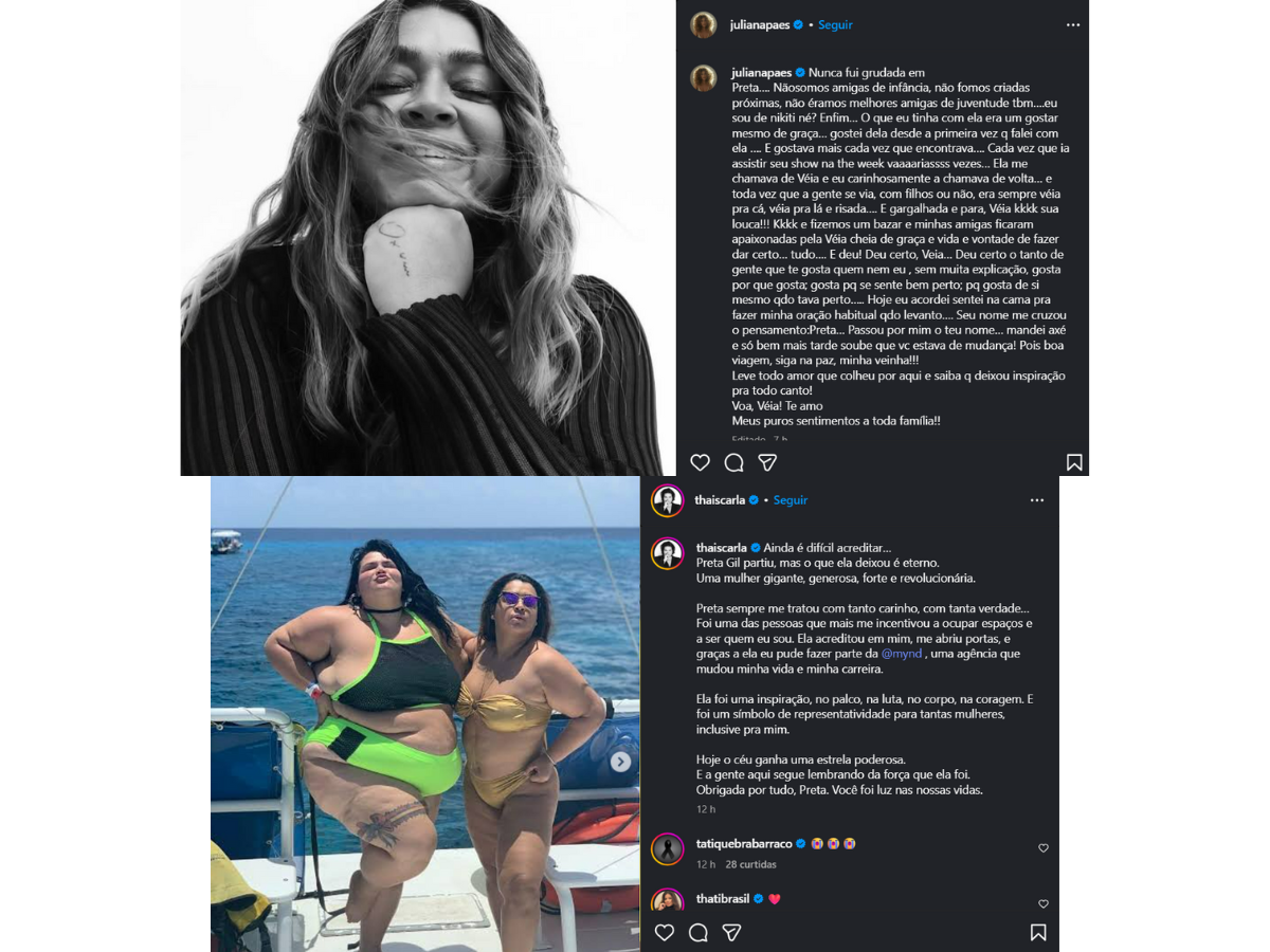 Reprodução Instagram @julianapaes e @thaiscarla/ montagem 