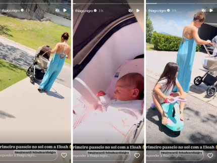 Thiago Nigro mostra primeiro passeio ao sol da filha com Maíra Cardi, Eloáh
