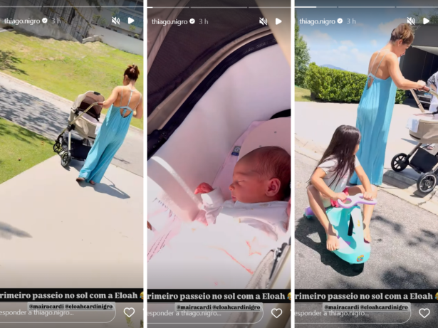 Thiago Nigro mostra primeiro passeio ao sol da filha com Maíra Cardi, Eloáh