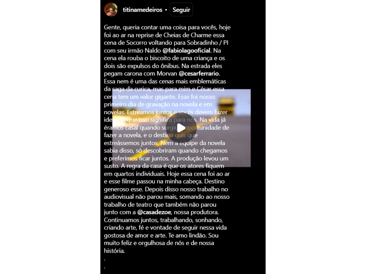 Reprodução Instagram Titina Medeiros Reprodução Instagram Titina Medeiros
