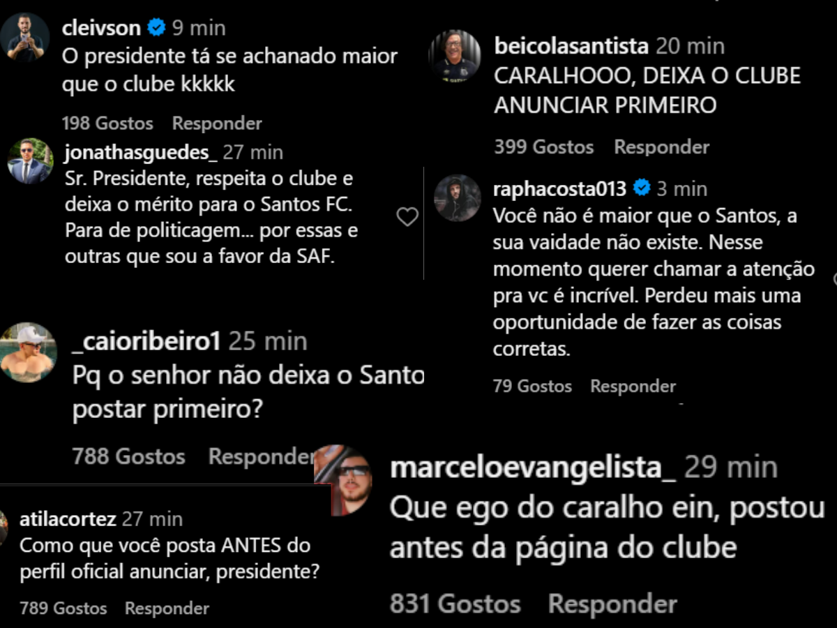 Torcedores do Santos detonaram atitude de Marcelo Teixeira no vídeo de anúncio da volta de Neymar / Reprodução