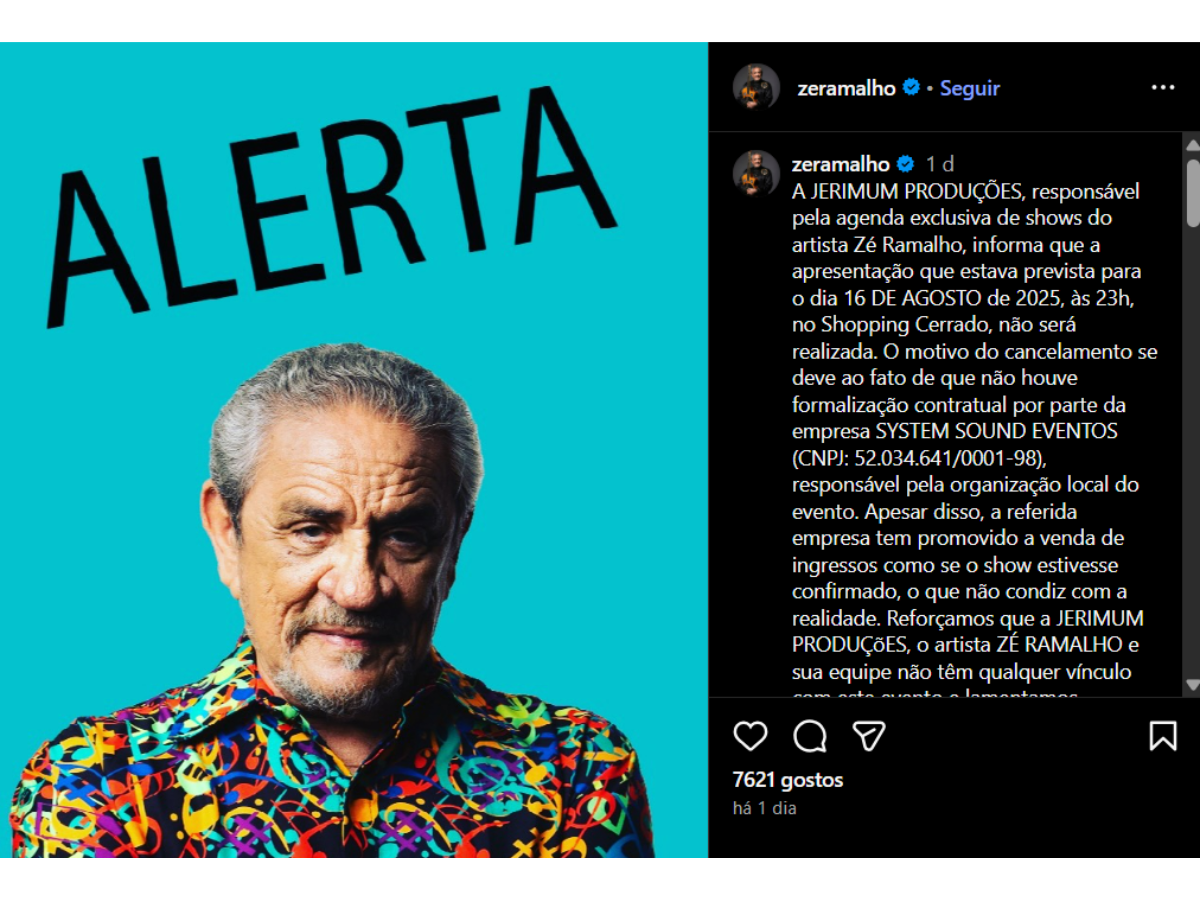 Reprodução Instagram @zeramalho