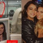 Carolina Dieckmmann deixa recado à Preta Gil ao lado do busto com cinzas da cantora
