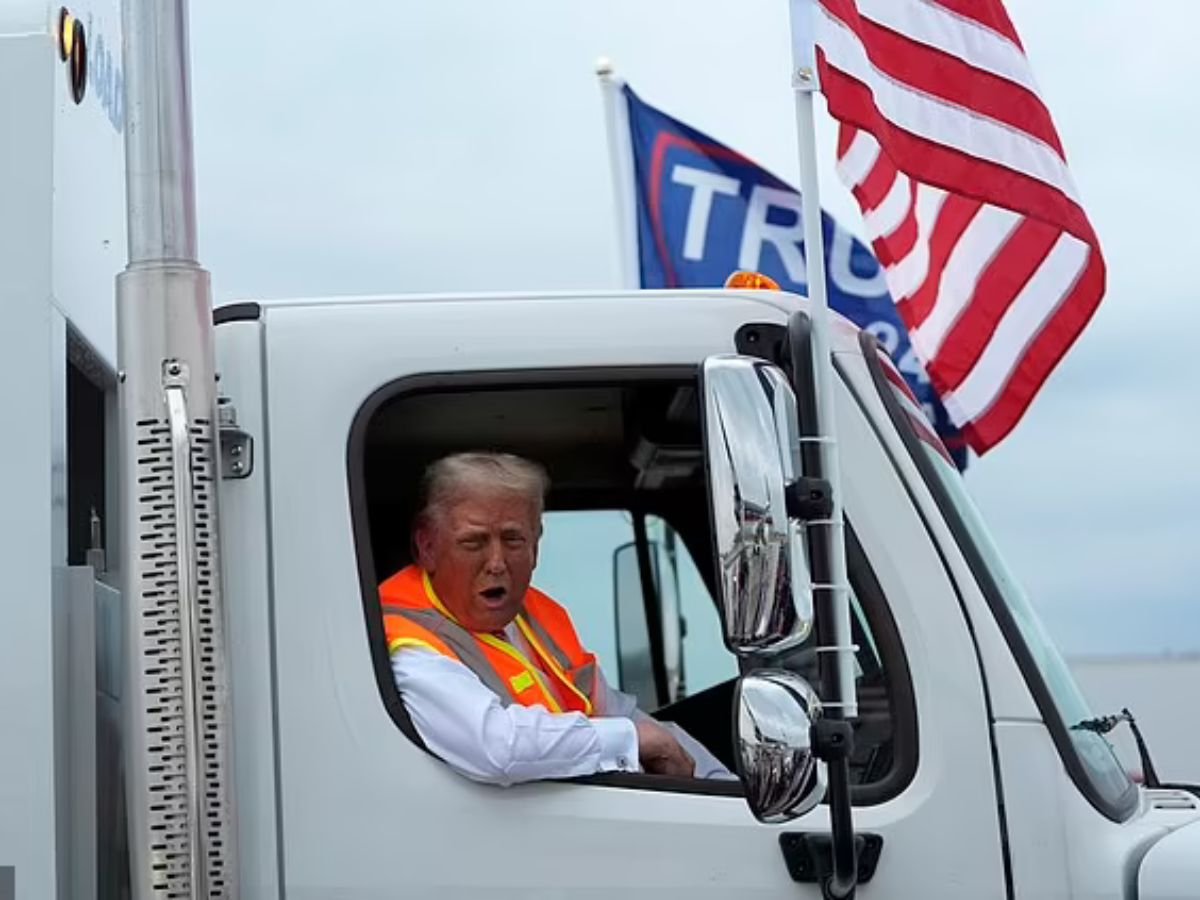 Donald Trump em caminhão de lixo / Reprodução