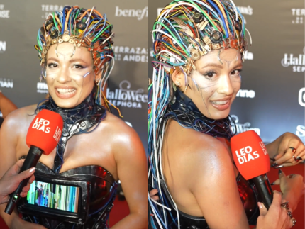 Beatriz Reis encarna televisão em baile de halloween e projeta nova novela: “Vem aí!”