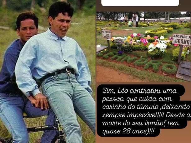 Poliana revela que Leonardo mantém túmulo do irmão, Leandro, “sempre impecável”