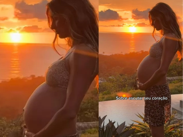 Gisele Bündchen posta barrigão em suas redes sociais pela 1ª vez e encanta web