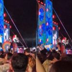 Palco de Gloria Groove cede durante show e dois dançarinos caem em buraco em MG