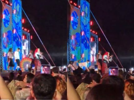 Palco de Gloria Groove cede durante show e dois dançarinos caem em buraco em MG